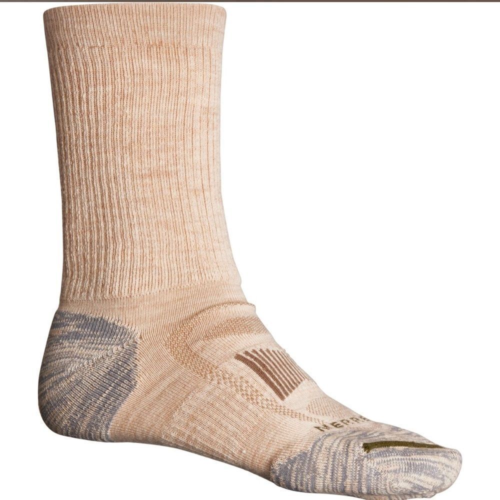 Merrell Men’s Oatmeal Zoned Wool Crew Hiking Socks